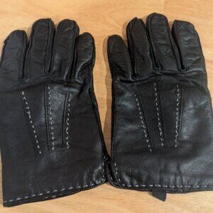 Vintage Dockers Genuine Leather Lined Black Driving Gloves - Men's Large